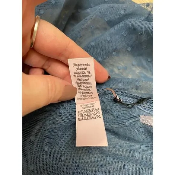 victoria’s secret mesh blue short sleeve t-shirt xs blouse NWT - Picture 5 of 5